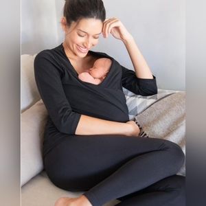 Seraphine black maternity skin to skin top in medium